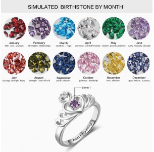 Birthstone ring, princess ring, Sterling Silver Personalized Engravable Ring JEWJORI102883